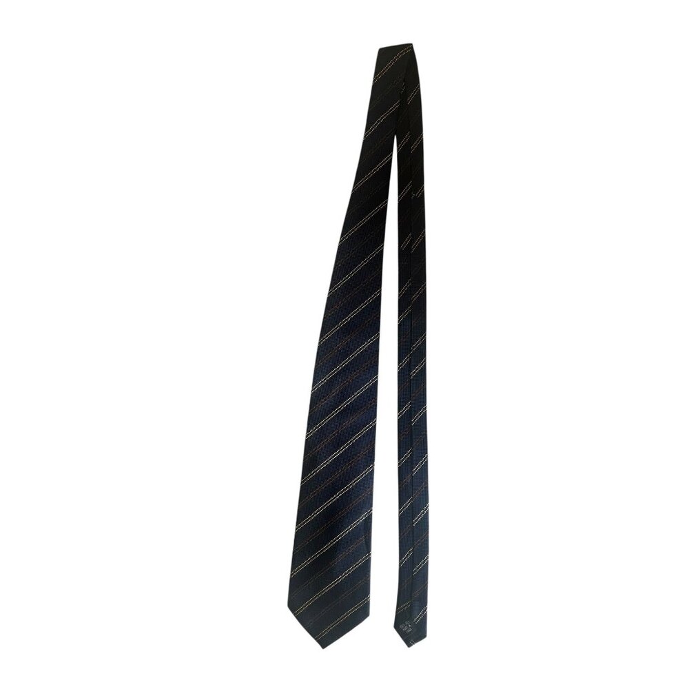 VOX Pure Silk Tie 59" Navy Blue With Yellow & Red Stripes Traditional Work - Picture 1 of 7